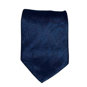 Vtg Vesuvio Napoli Necktie Blue Monochrome Paisley Polyester 63.5x3.5 Classic